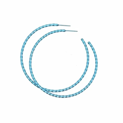 Medium Twisted Light Blue Hoop Earrings